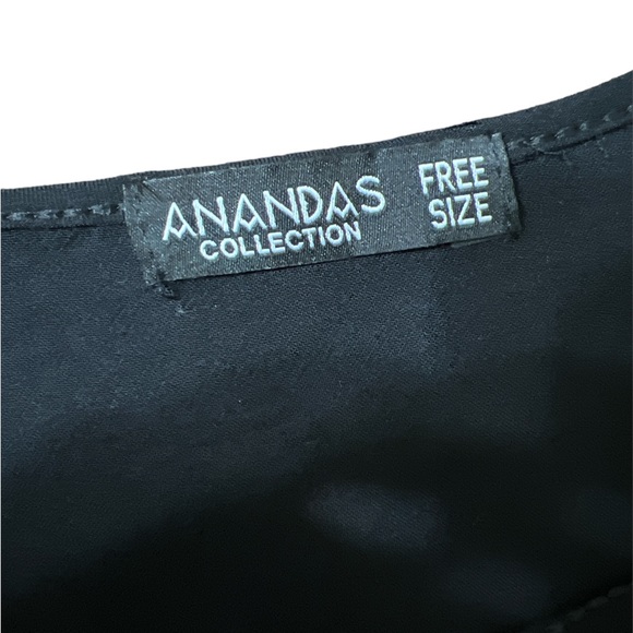 Anandas black floral embroidered poncho wrap bead feather ties tassels one size - Picture 7 of 7